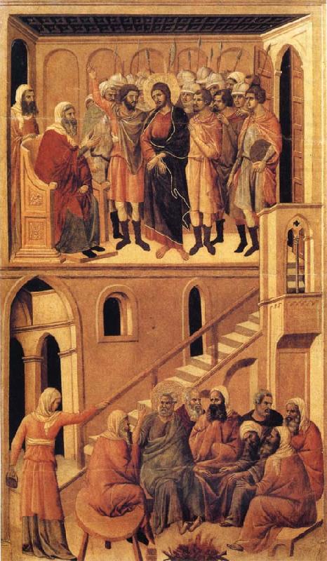 Duccio di Buoninsegna Peter's First Denial of Christ and Christ Before the High Priest Annas china oil painting image